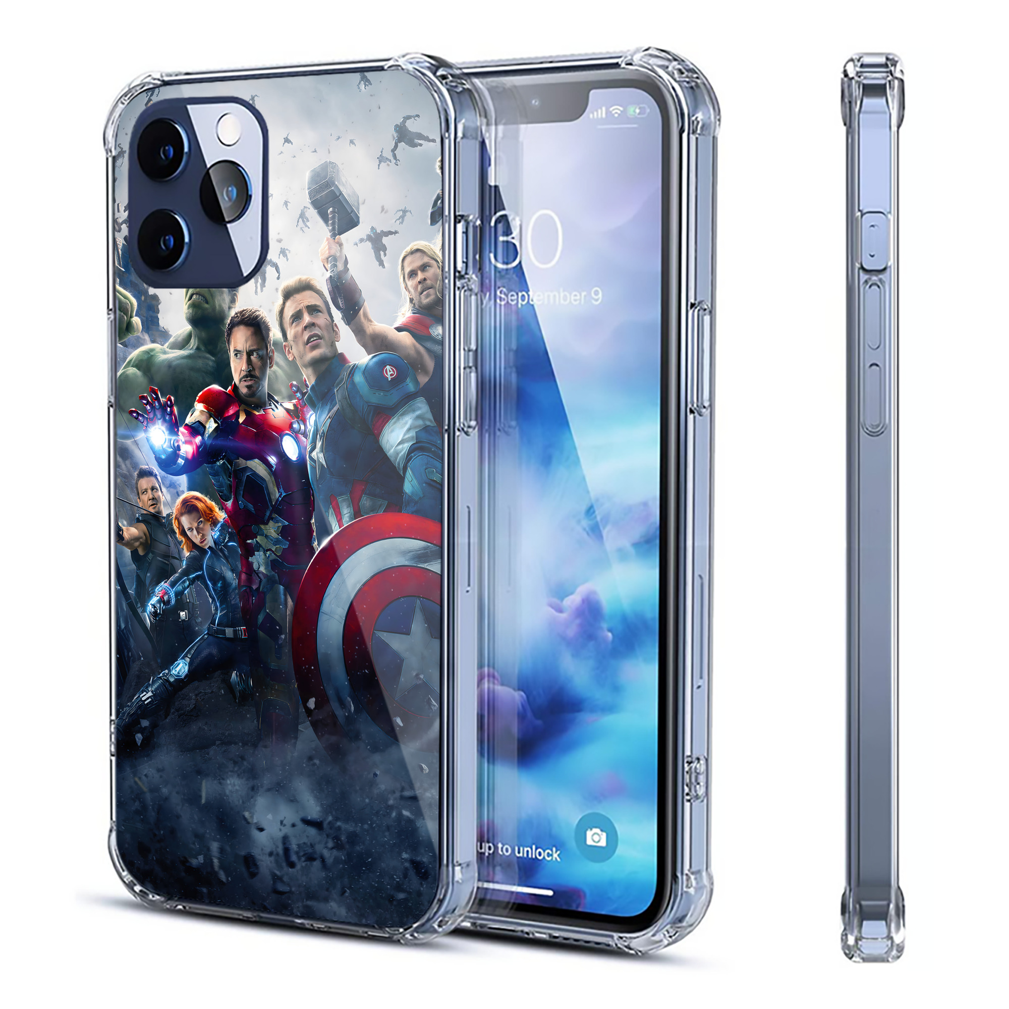 （画像用） アベンジャーズ The Avengers 【iPhone 12シリーズ対応】透明スマホケース（クリアソフトケース）